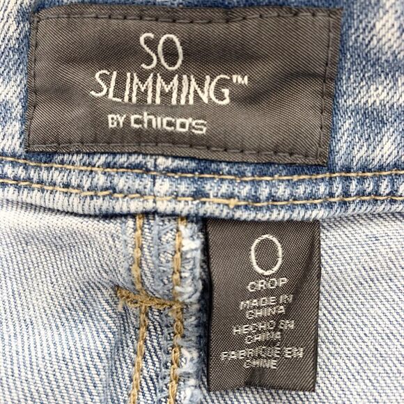 Chico's Womens So Slimming Crop Jeans Size 0 US 4 Light Wash Mis Rise - Picture 7 of 13